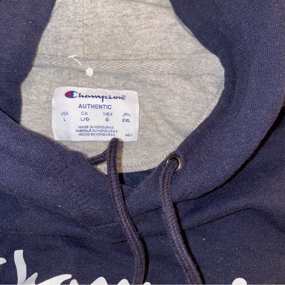 NEW Champion Chest Script Pullover Hoodie - Navy - Picture 4 of 7